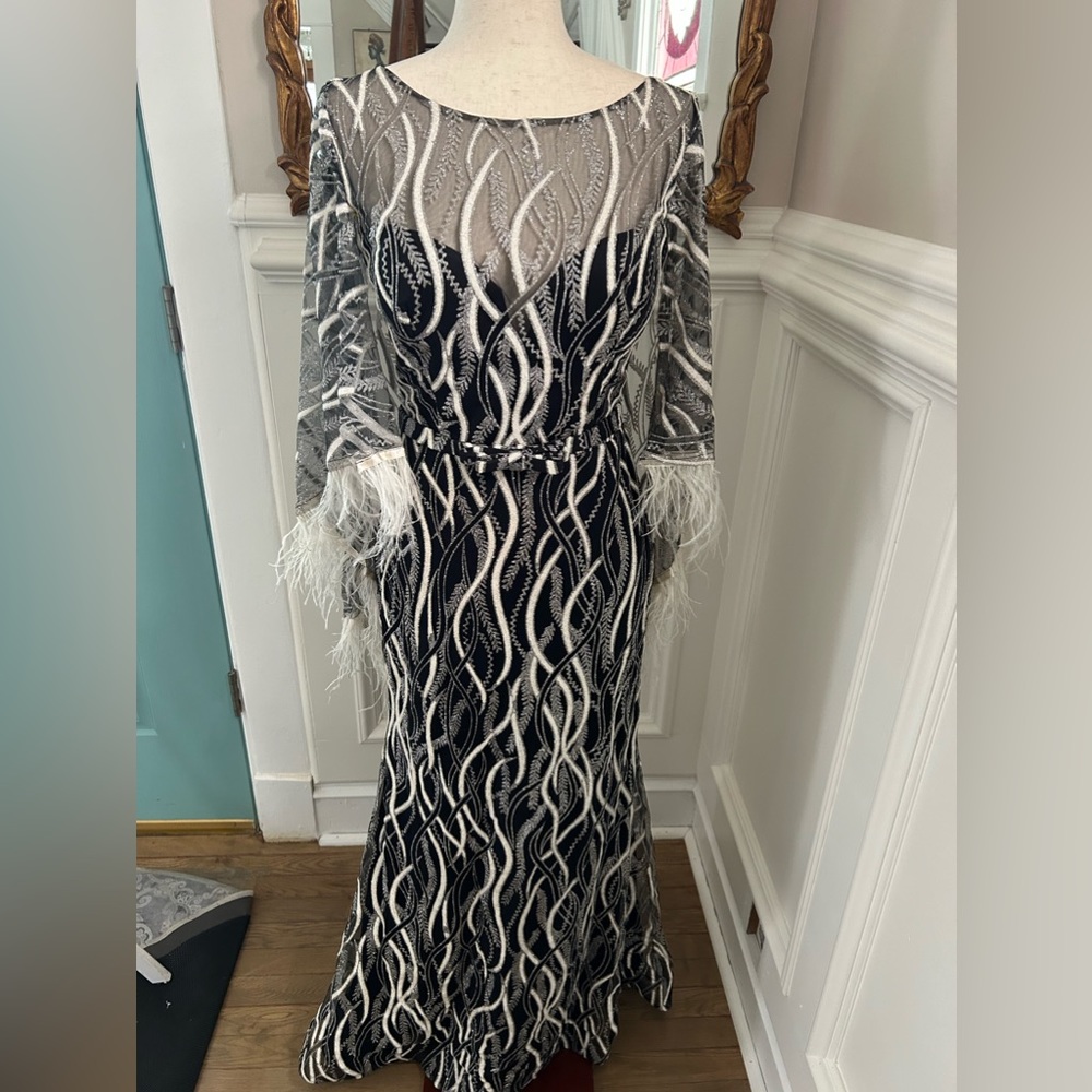 Black and White Sparkly Formal Evening Gown